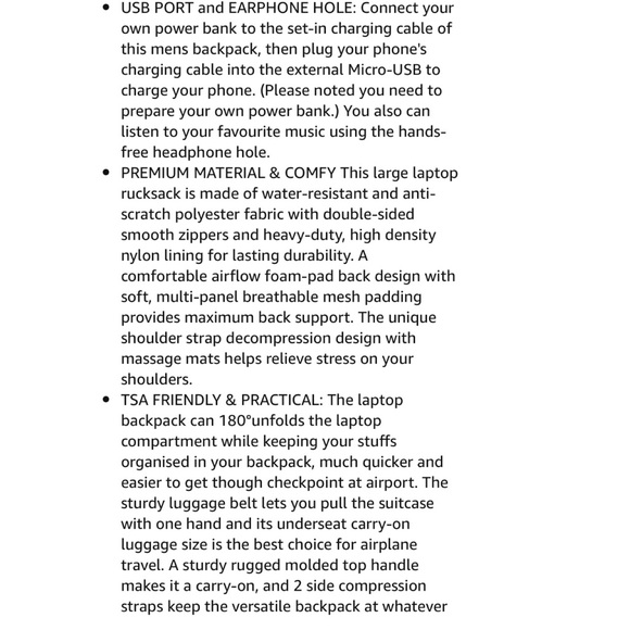 Extra Large Travel Backpack with USB Charging - Picture 11 of 11